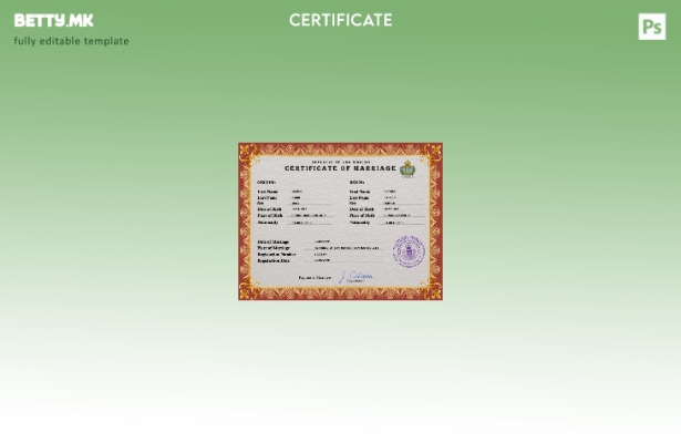 Модерен стил шаблон за PSD сертификат за брак од Сан Марино